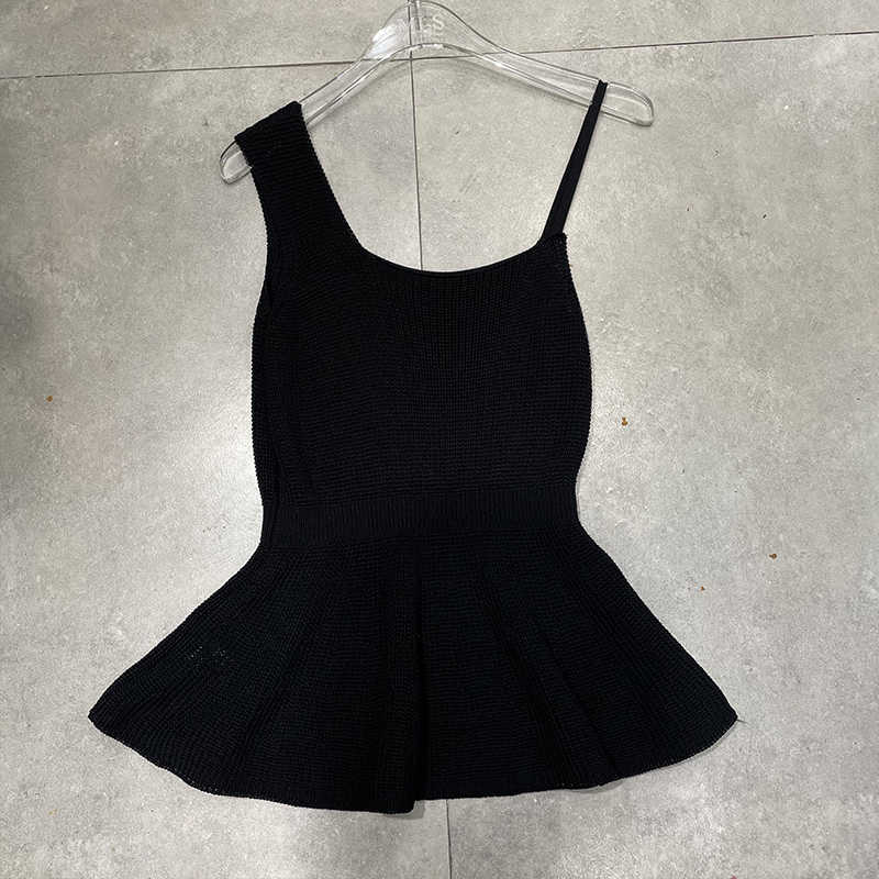 DEAT Women Pleated Versatile Bottomed Knitted Suspender Vest Sexy Solid Color Slim Fashion Spring Summer 11B130 210709