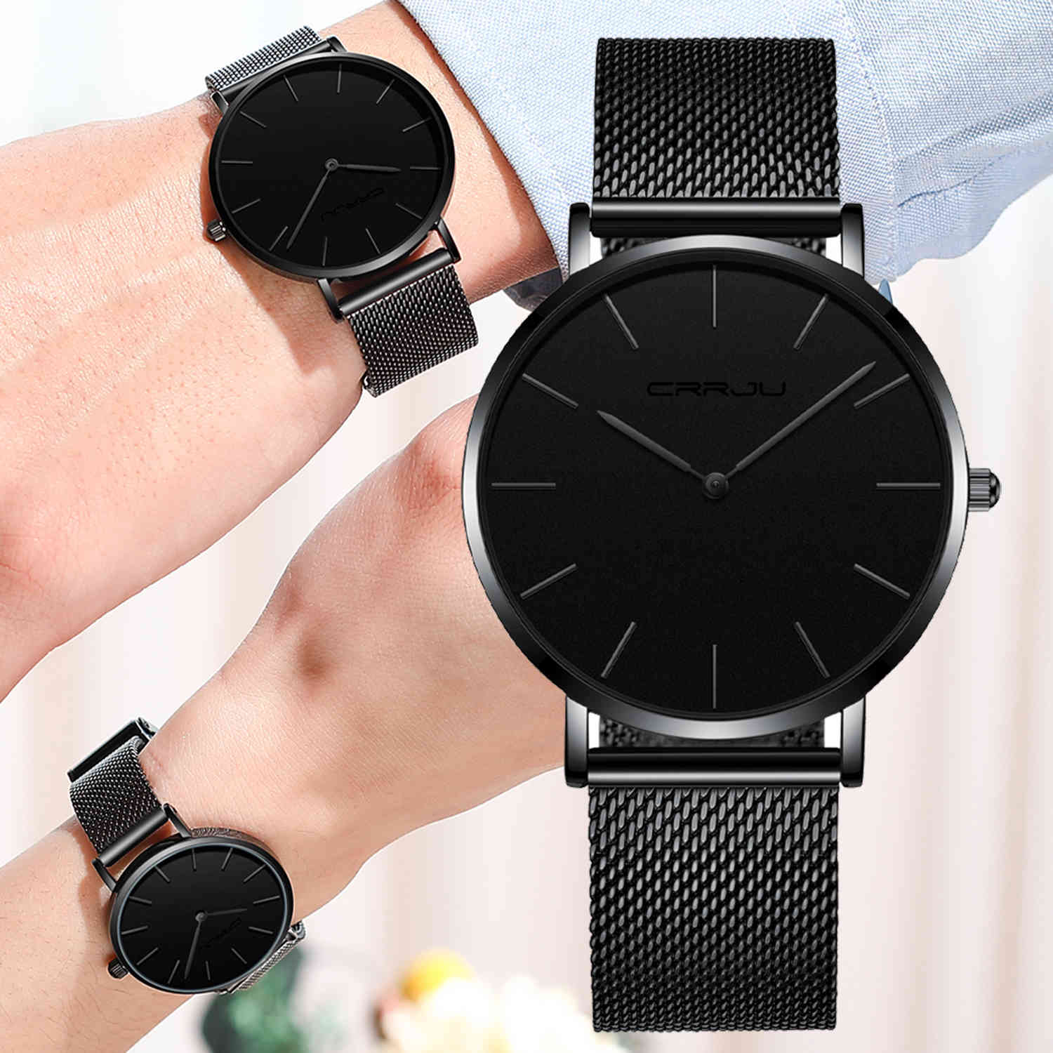 Lover's Watches CRRJU Men Women Fashion Luxury Minimalist Quartz Watch Casual Mesh Strap Waterproof Ladies Elegant Gift Watch 210517, W bk bk box
Lover's Watches CRRJU Men Women Fashion Luxury Minimalist Quartz Watch Casual Mesh Strap Waterproof Ladies Elegant Gift Watch 210517, W bk bk box