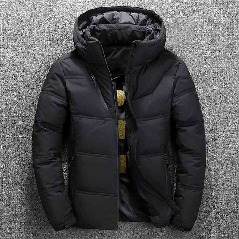 Winter Down Coat Men's Thick Warm White Duck Down Parkas Jacket Men Snow Parka Jacket Overcoat Windbreaker Hooded Warm Parkas 210818