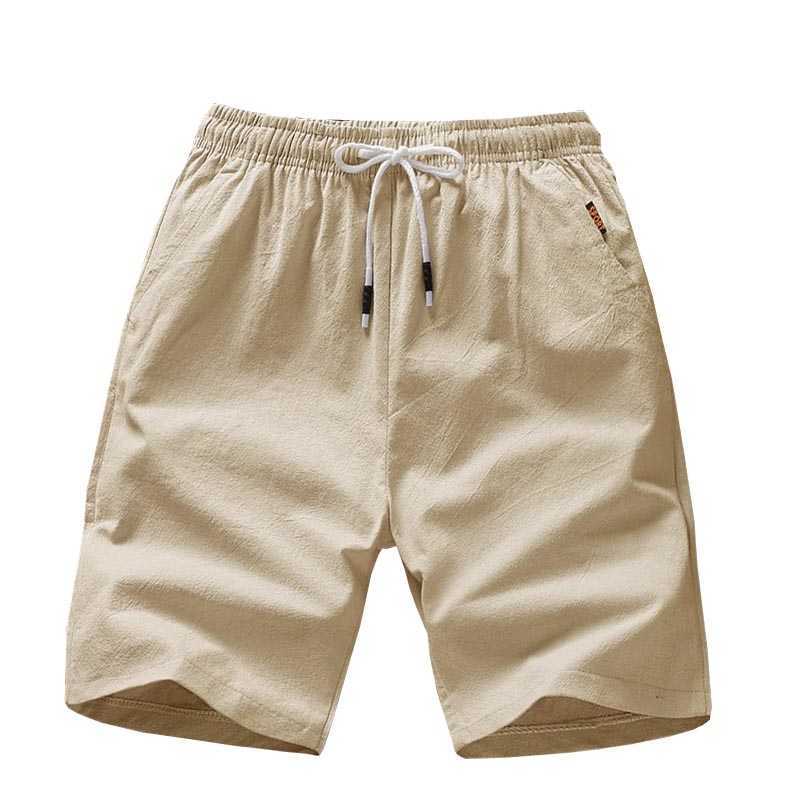 Summer Men's Fashion Cotton Casual Shorts Men Drawstring Waist Black Khaki Men Shorts Big Size Men 4XL 5XL 210528
