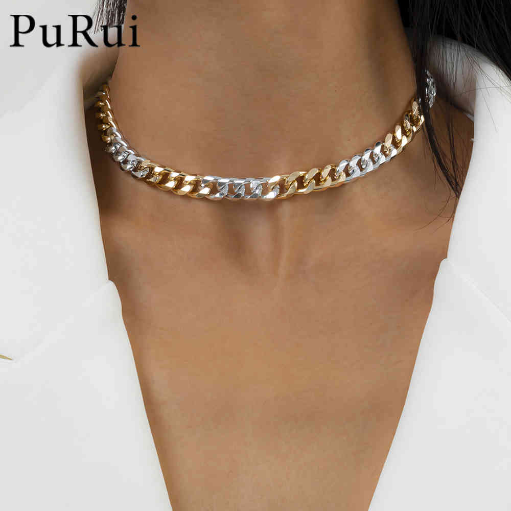 Punk Mixed Color Miami Cuban Chain Choker Necklace Collar Statement Gold & Sliver Color Women Necklace Chain On The Neck Jewelry X0509
Punk Mixed Color Miami Cuban Chain Choker Necklace Collar Statement Gold & Sliver Color Women Necklace Chain On The Neck Jewelry X0509