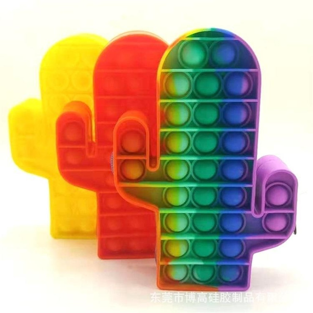 DHL Silicone Rainbow Push It Bubble Pencil Bag Case Fidget Toys Simple Dimple Bubble Finger Toys Decompression Relief Interactive School Pouches FY282