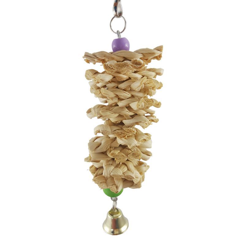 Parrot Bird Natural grass Toys Gum Bite Button Kooi Bel Swing Climb 40JA