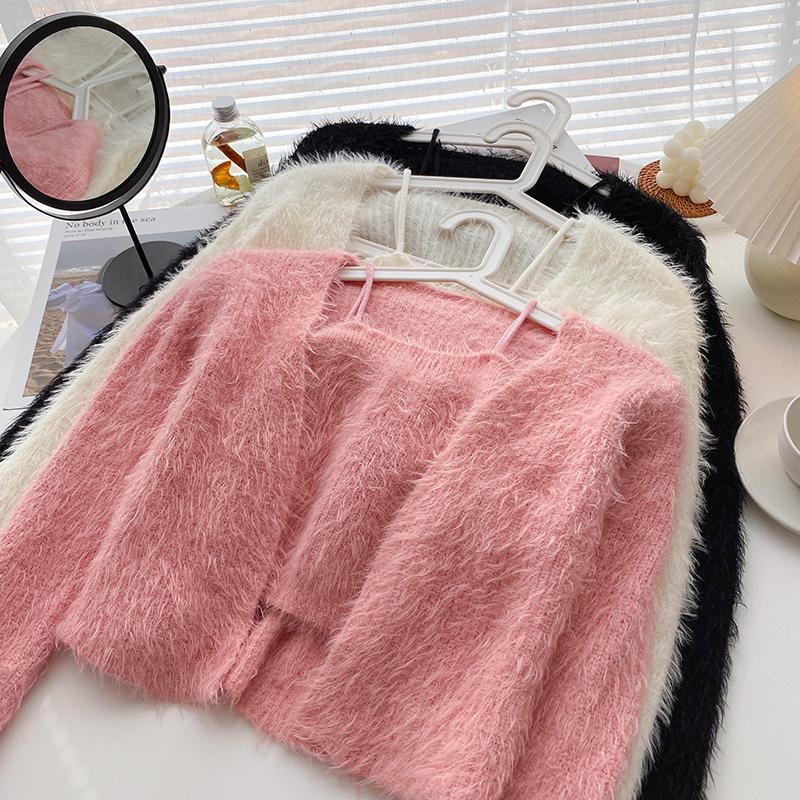 Women's Knits & Tees Basic Wild Vest Camisole Tops Autumn Waterproof Mink Pink Cardigan Short Jacket Pull V Neck White Mohair Sweater Sweet
Women's Knits & Tees Basic Wild Vest Camisole Tops Autumn Waterproof Mink Pink Cardigan Short Jacket Pull V Neck White Mohair Sweater Sweet