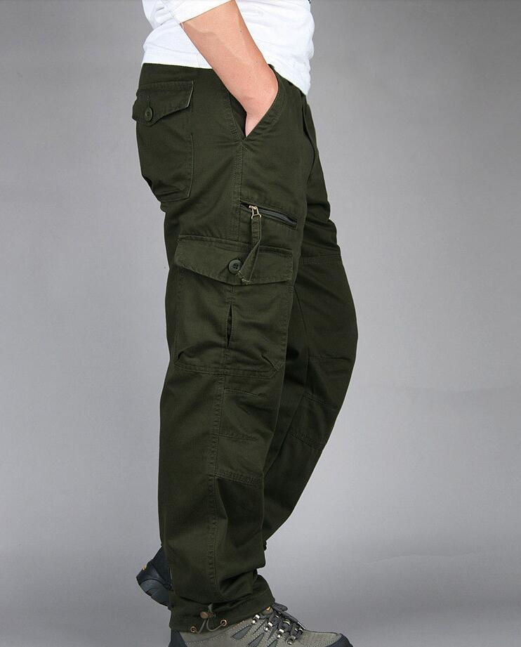 Men Cargo Pants Multi Pockets Military Tactical Outwear Streetwear Army Straight Slacks Casual Long Trousers Men's