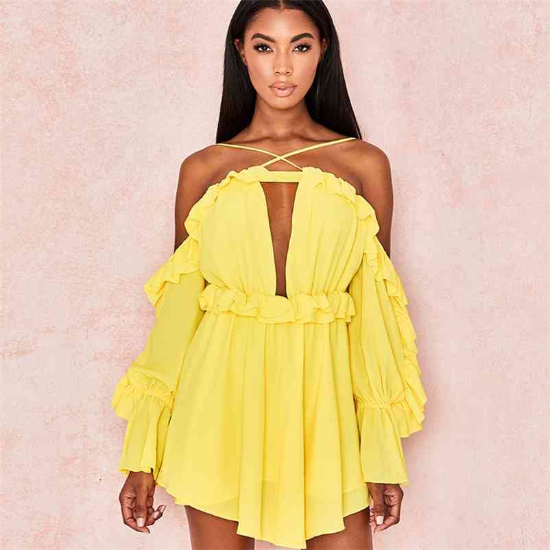 Summer Sexy Dress Women Long Sleeve Off The Shoulder Ruffled Dress Style Backless Holiday and Vocation Dress Women#0079 210409
