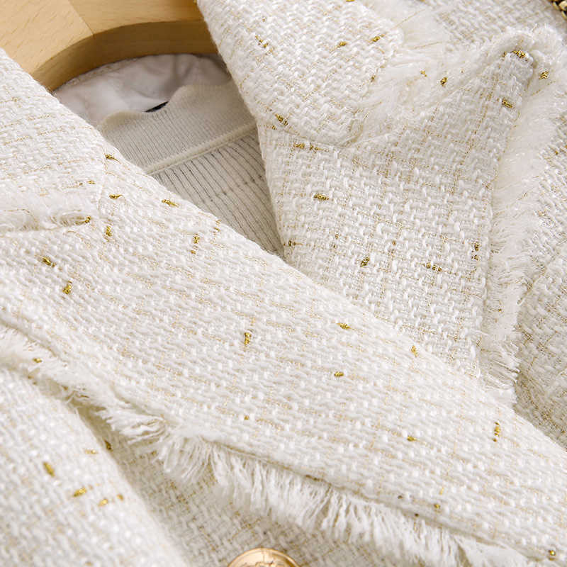 Temperament Ladies Jacket Tweed Suit Double-breasted High-quality Slim Is Thin And Women 210930