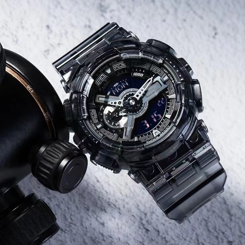 Black transparent 110 quartz digital men's sports watch, waterproof and shockproof world time PU with automatic hand-raising light high quality, Carry bag
Black transparent 110 quartz digital men's sports watch, waterproof and shockproof world time PU with automatic hand-raising light high quality, Carry bag