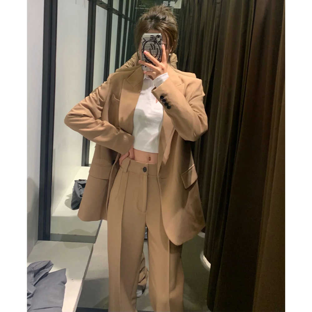 Women 2 piece set suit Blazer and Trousers Elegant High Fashion Chic Lady Woman blazer Outfits 210709