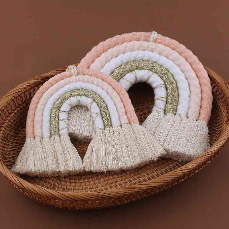 Rainbow Tapestry Macrame Wall Knoping Boho Decoration Apartment Home Decor 40JA
