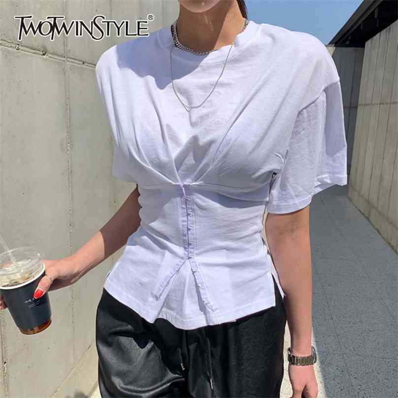 TWOWINSYLE White Korean Shirt For Women O Neck Short Sleeve unic Casual Shirts Female Fashion Clothes Summer 210720
TWOWINSYLE White Korean Shirt For Women O Neck Short Sleeve unic Casual Shirts Female Fashion Clothes Summer 210720