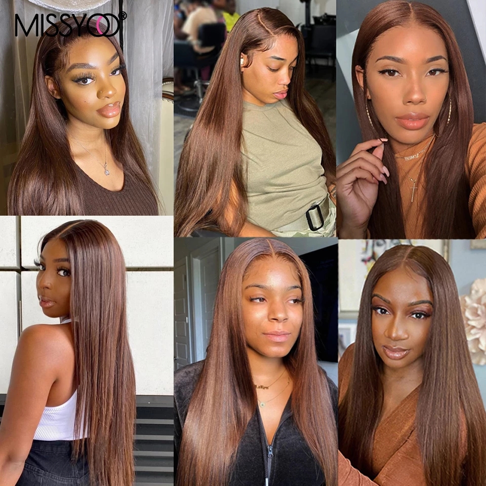 Free shipping Honey Brown Brazilian Human Hair Wigs Long Straight 13x4 Lace Closure Synthetic Wig With Babyhair For Black Women
