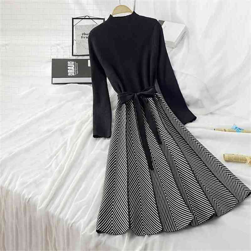 Knitted Women's Sweater Pleated Dress Female Autumn Winter Long Sleeve Office Lady Casual Midi 210603, Picture color
Knitted Women's Sweater Pleated Dress Female Autumn Winter Long Sleeve Office Lady Casual Midi 210603, Picture color