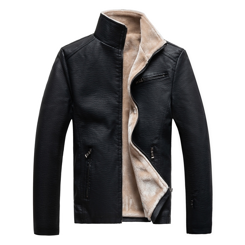 Autumn and winter new Plush thickened coat men's leather warm motorcycle jacket, Black
Autumn and winter new Plush thickened coat men's leather warm motorcycle jacket, Black
