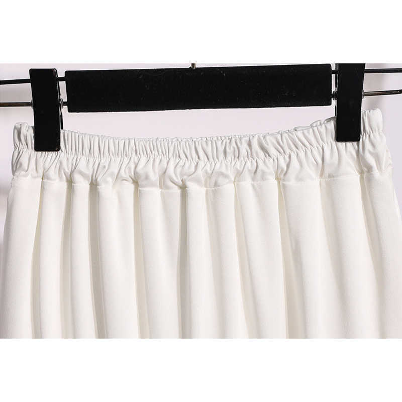 TIGENA Midi Long Skirt Women Fashion Summer Casual Simple Solid Black White A Line High Waist Female Korean Style 210621