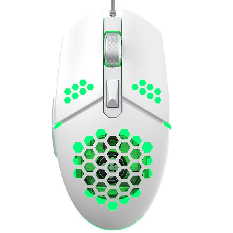 Mice 2000DPI Adjustable RGB LED Gaming Mouse USB Wired With Cooling Fan Lightweight Honeycomb Hollow-out