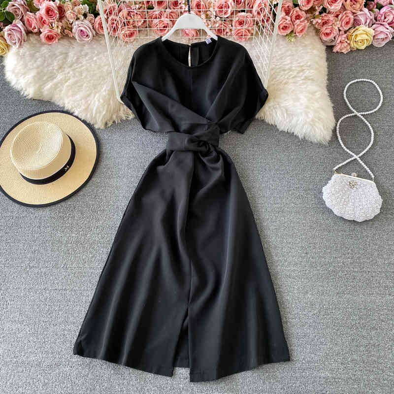 Nomikuma Bow Bandage Slim Waist Elegant Vestidos Femme Korean Short Sleve O-neck Women Dress New Korean Dresses 6F485 210427