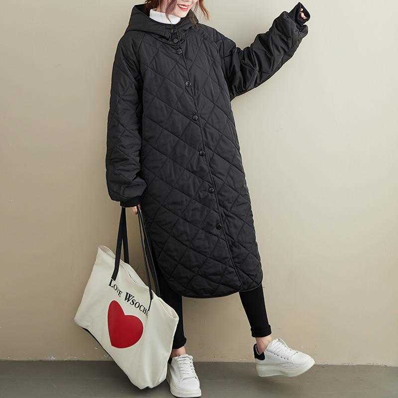 Oversized Long Hooded Jacket Winter Warm Coat Black Loose Woman Coats and Jackets Overcoat Womens Clothing Femme 210819