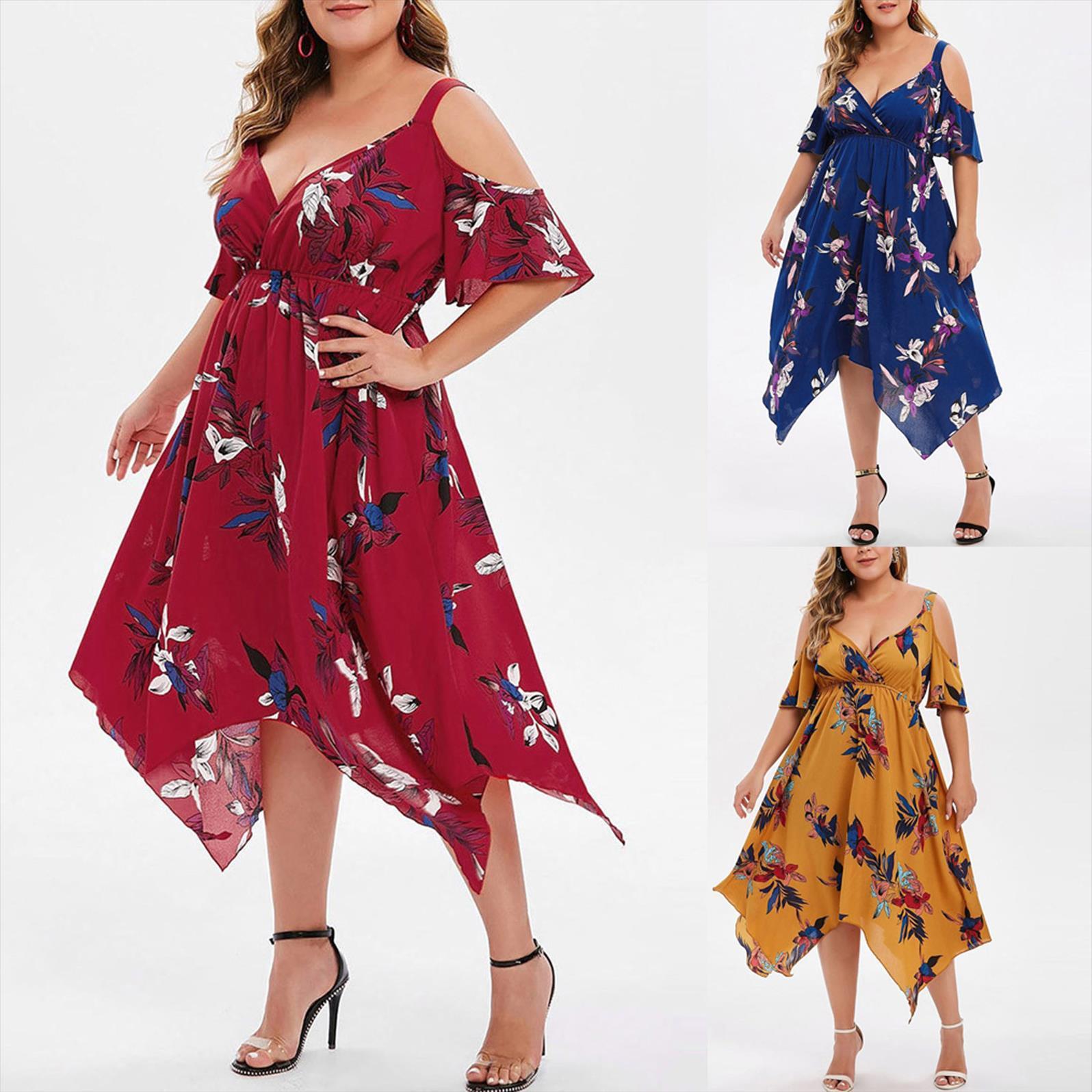 plus size fashion floral women dress printed summer short sleeve v neck cold shouder daily robe femme, Black;gray
plus size fashion floral women dress printed summer short sleeve v neck cold shouder daily robe femme, Black;gray