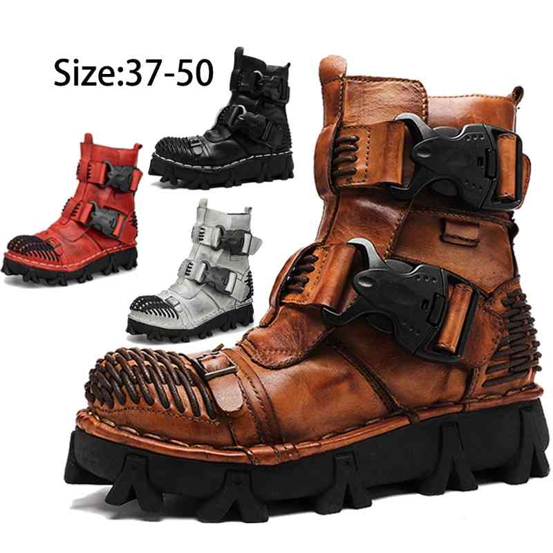 New Men's Motorcycle Boots Genuine Leather Military Combat Gothic Skull Punk Tactical Men Basic Platform, 8819brown cotton
New Men's Motorcycle Boots Genuine Leather Military Combat Gothic Skull Punk Tactical Men Basic Platform, 8819brown cotton