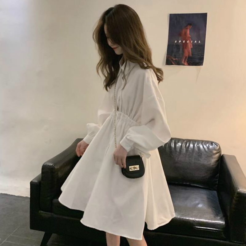 Woman Dress Long Sleeve Preppy Style Solid Sweet undefined Dresses Simple Elegant Pleated Japanese Students Womens Streetwear 210409