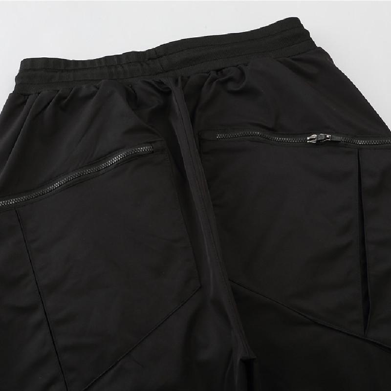 Streetwear Sweatpants Men Cargo Pants Big Pocket Zipper High Street Elastic Waist Loose Solid Casual Pant TFull Length Trousers Men's
