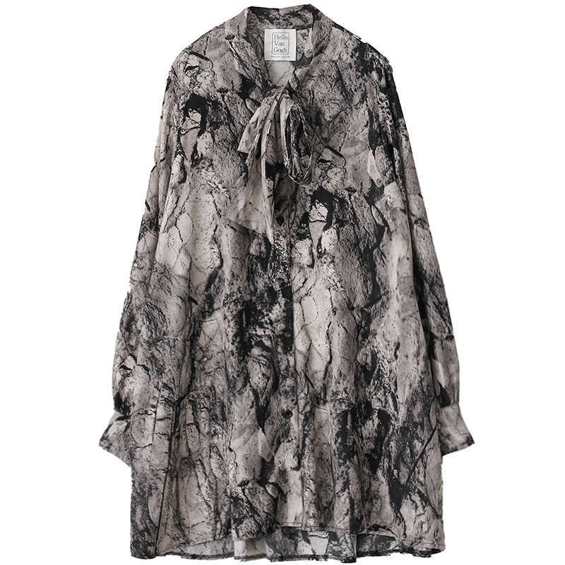 VANOVICH Printed Lapel Long Sleeves Shirts Female Spring and Summer Wild Print Europe Fashion Casual Women Blouses Tops 210615Z