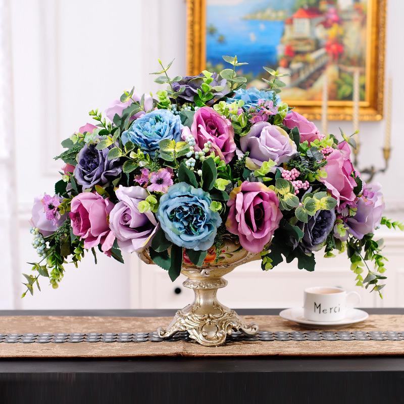 European Flower Simulation Table Setting Set The Living Room Decoration Flowers Are Whole Floral Suit Vases