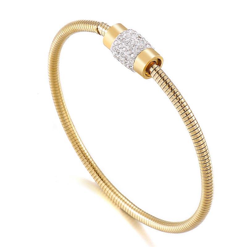 Bangle Couple Bracelets Stainless Steel Jewelry Diamond Metal Bracelet Female Cravejado Gifts For Women Wedding Accessories