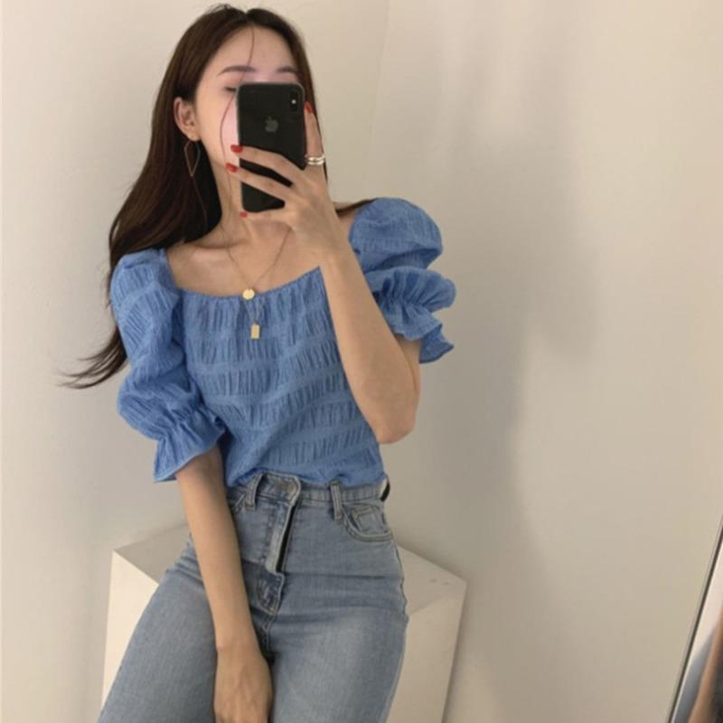 Women's Blouses & Shirts Sexy Back Lace Up Chic Korean Gentle Blue Hollow Out Square Neck Puff Sleeve Pleated Blouse Women Short Fashion Top, White
Women's Blouses & Shirts Sexy Back Lace Up Chic Korean Gentle Blue Hollow Out Square Neck Puff Sleeve Pleated Blouse Women Short Fashion Top, White