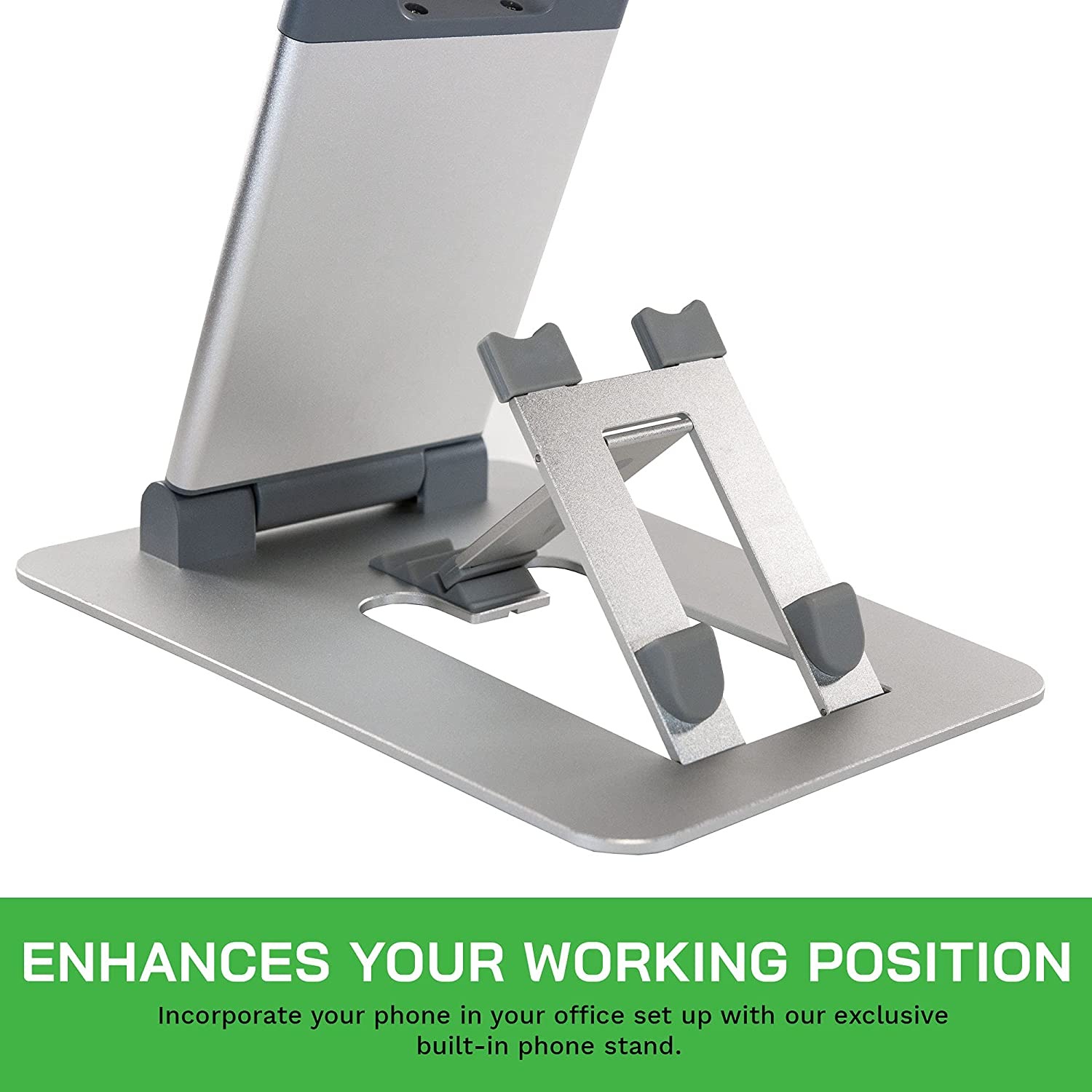 minder Laptop Tower II Stand with Integrated Smartphone Stand, Portable Laptop and Phone Stand, Foldable Laptop Stand, Ergonomic Stand