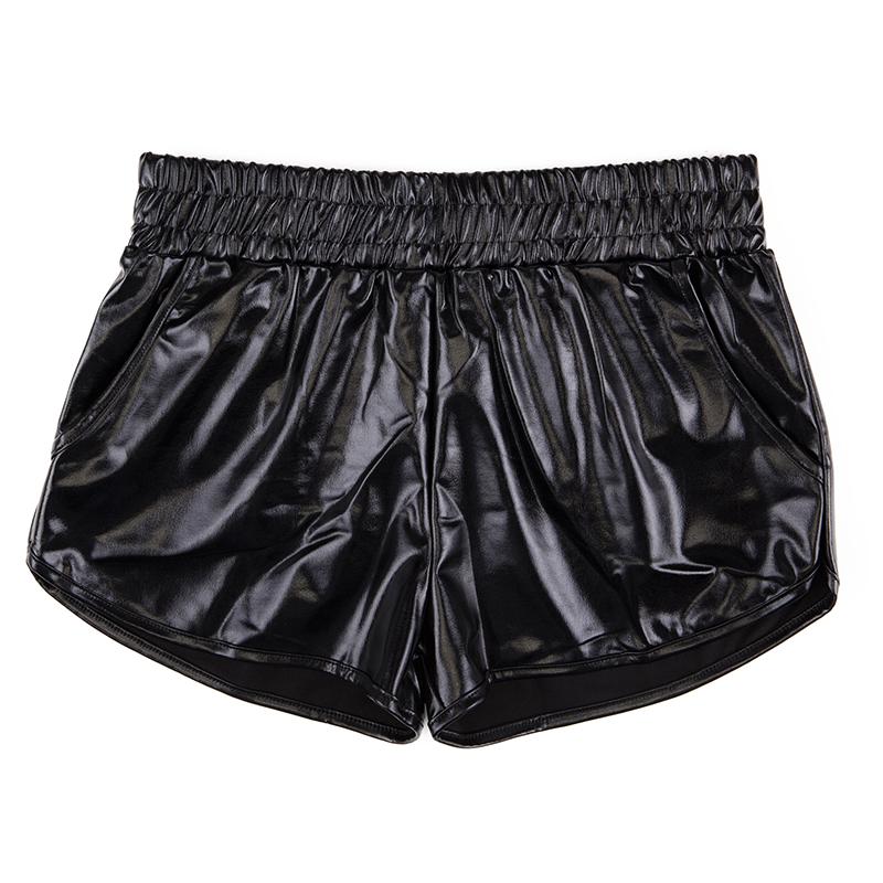 Women Elastic High Waist Loose PU Leather Shorts Ladies Sexy Holiday Party Punk Droshiping And Wholesale Women's
