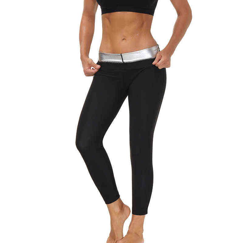 Sauna Sweat Pants for Women High Waist Slimming Sauna Shorts Compression Thermo Workout Exercise Body Shaper Thigh Trimmer Gym 211112