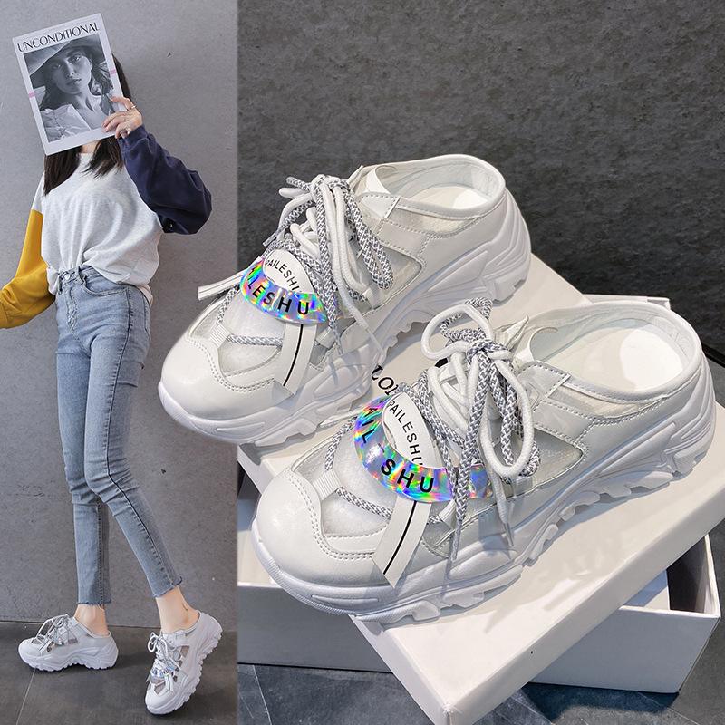 Slippers Korean Ins Creepers Air Mesh Mules Women Sandals Flip Flops Summer Daddy Shoes Woman Thick Soled Cross-tied Slides 2021, White
Slippers Korean Ins Creepers Air Mesh Mules Women Sandals Flip Flops Summer Daddy Shoes Woman Thick Soled Cross-tied Slides 2021, White