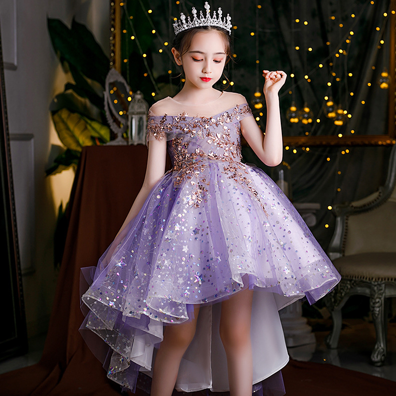 2021 Cute wer Dresses off shoulder Appliqued Beaded Feather Girl Pageant Gown Cascading Ruffle Sweep Train Custom Made Birthday Gowns