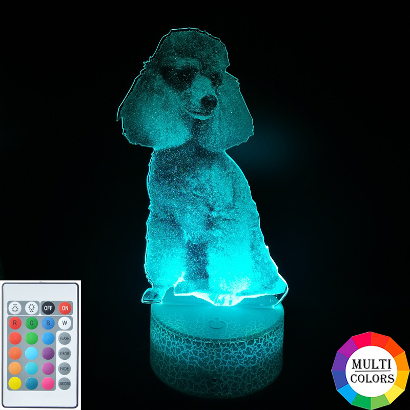 3D Illusion Night Lights LED Poodle Desk Lamp Pet Dog Nightlight With Stylish Crack Base 16-Color Smart Phone Control
3D Illusion Night Lights LED Poodle Desk Lamp Pet Dog Nightlight With Stylish Crack Base 16-Color Smart Phone Control