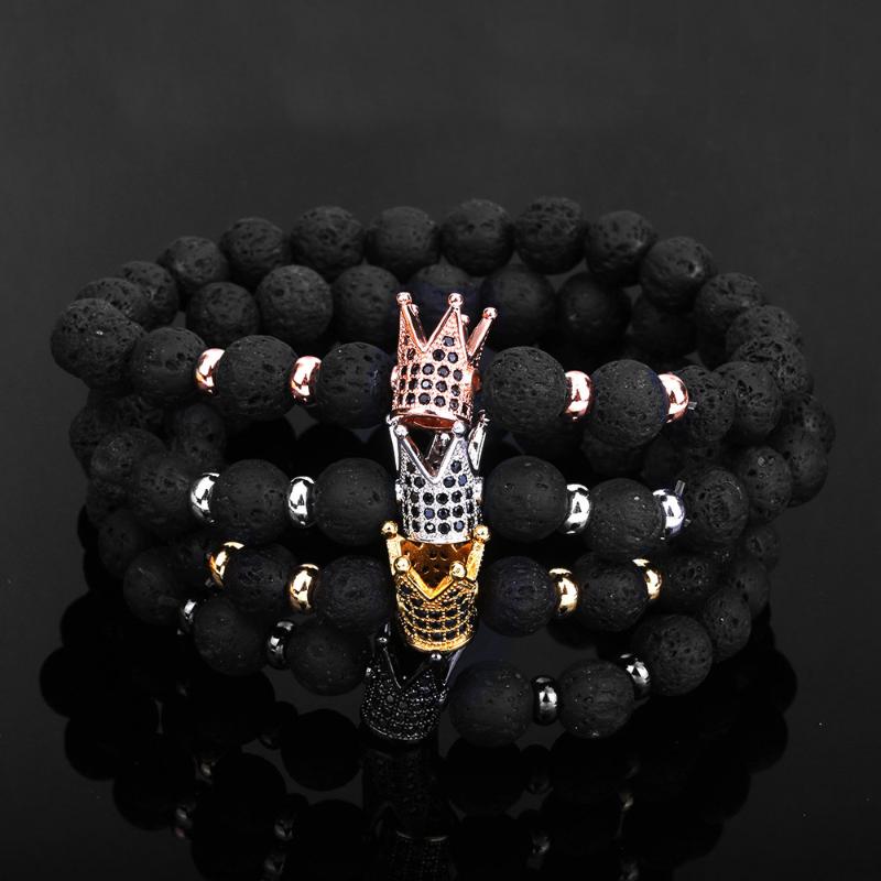 Beaded, Strands Fashion Micro CZ King Crown Charm Bracelets Handmade Stretch Men's 8mm Copper Beads Women Bracelet Bangle Jewelry Pulseira F
Beaded, Strands Fashion Micro CZ King Crown Charm Bracelets Handmade Stretch Men's 8mm Copper Beads Women Bracelet Bangle Jewelry Pulseira F