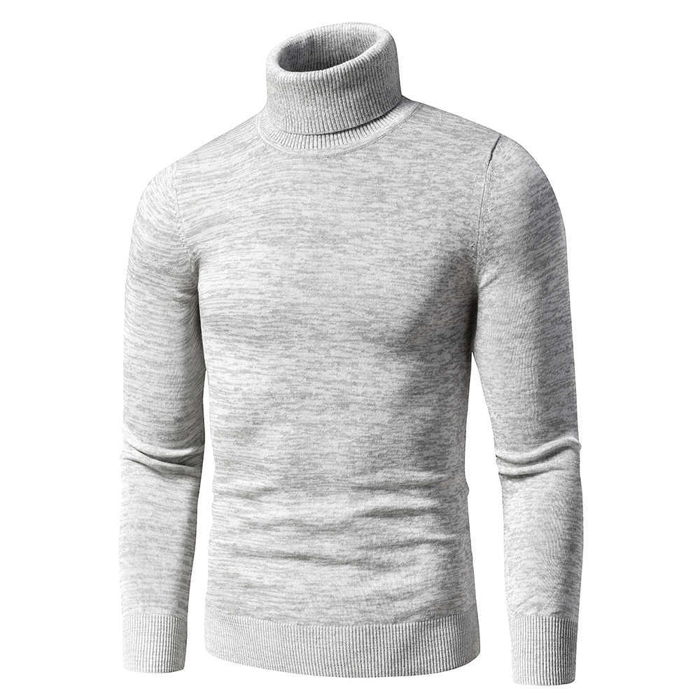 TFU Men Autumn Casual Mixed Color Cotton Fleece Turtleneck Sweater Pullovers Men Winter Fashion Warm Thick Sweater Men 210818