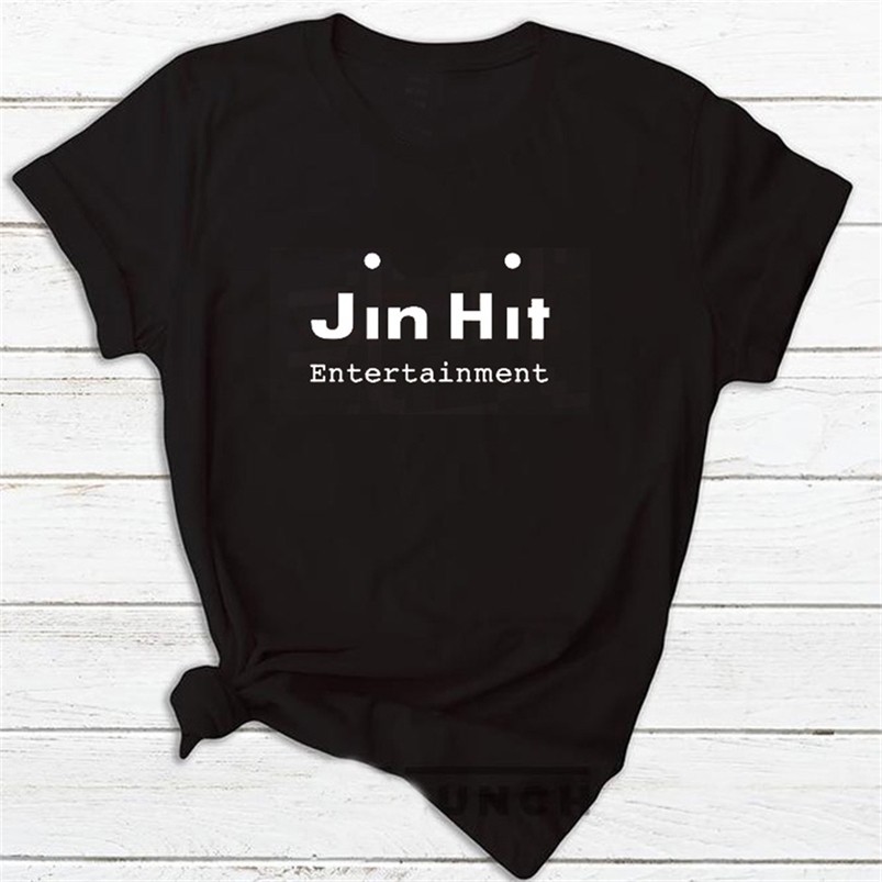 JinHit Entertainment Unisex Kpop T-Shirt Women Fashion Cotton Short Sleeve Tshirt Feminina Letter Printed Women's T-shirts 210406