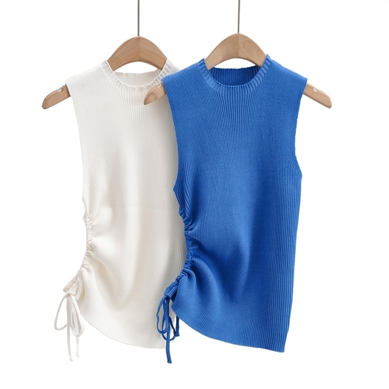 women sweater tshirt tanks tops Solid O-neck sleeveless pleated knit tank Casual summer high quality clothing 210524, White
women sweater tshirt tanks tops Solid O-neck sleeveless pleated knit tank Casual summer high quality clothing 210524, White