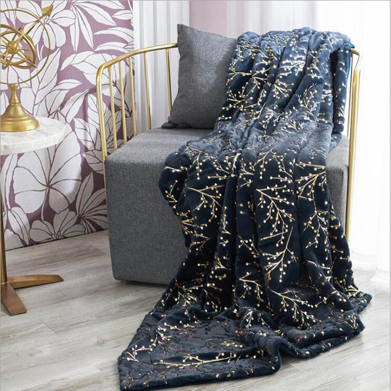 Fur PV Velvet Bronzing Branches Blanket Super Warm Soft Lunch Break Travel Sofa Throw Bedspread Blankets