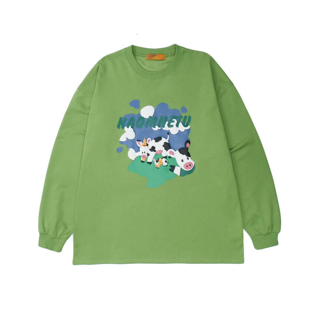 Sweatshirts Cartoon cow print hoodless sweater mens street fun trend loose round neck Pullover Hoodie, Green
Sweatshirts Cartoon cow print hoodless sweater mens street fun trend loose round neck Pullover Hoodie, Green