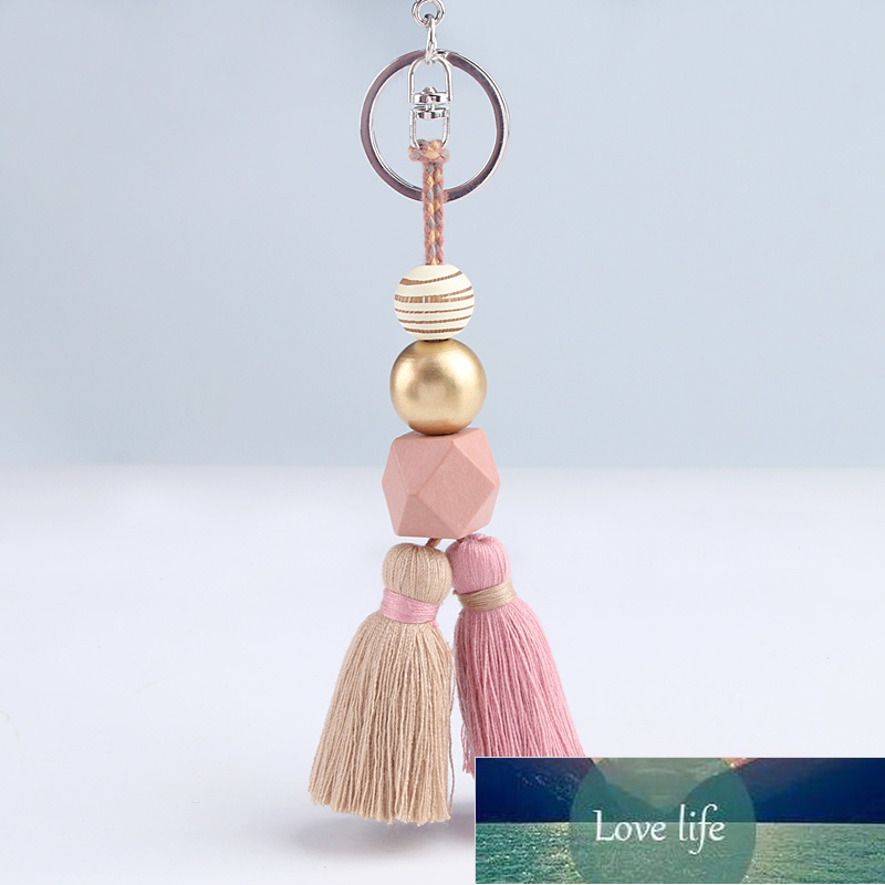 Multicolor Handmade Wood Beads Tassel Keychain Bohemian Key Ring Boho Handbag Accessories Key Holder Jewelry Gifts  Factory price expert design Qualit