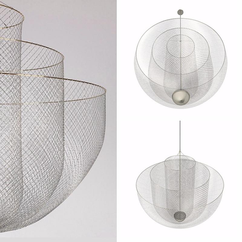 Chandeliers Restaurant Bar Kitchen Island Hanging Meshmatics Chandelier Net Designer Chrome Lighting Rose Gold Modern LED Bulbs