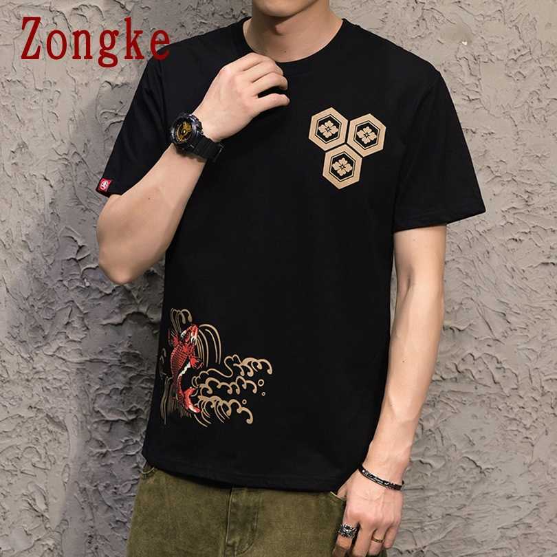 Zongke Japanese Print Short Sleeve T Shirt Men tshirt Male Summer Cotton Tee Shirt Casual Tops Fashion M-5XL Clothing 210623