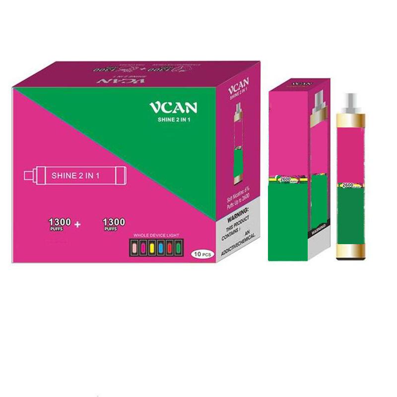 original vcan shine original led light vcan shine 2600puff disposable vape pen 10 colors with high quality battery wholesale
original vcan shine original led light vcan shine 2600puff disposable vape pen 10 colors with high quality battery wholesale