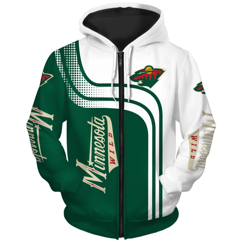 Men’s Hoodies & Sweatshirts Minnesota Fashion Long Sleeve 3D Wild Zip Green And White Stitching Cartoon Bear Print Sweatshirt