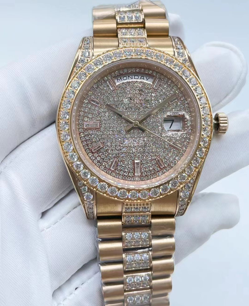 High quality 41mm men's automatic mechanical watch mens diamond watches day -date men stainless steel folding buckle sport waterproof fashion wristwatch gifts, Gold
High quality 41mm men's automatic mechanical watch mens diamond watches day -date men stainless steel folding buckle sport waterproof fashion wristwatch gifts, Gold