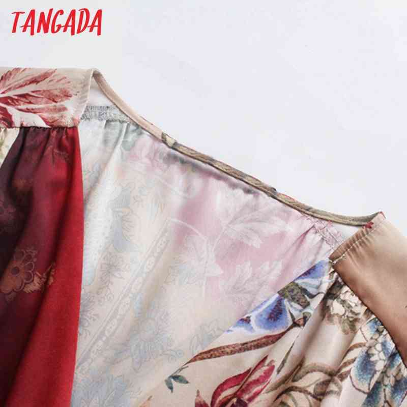 Fashion Women Floral Print with Slash Vintage Long Sleeve Ladies Dress 5Z70 210416