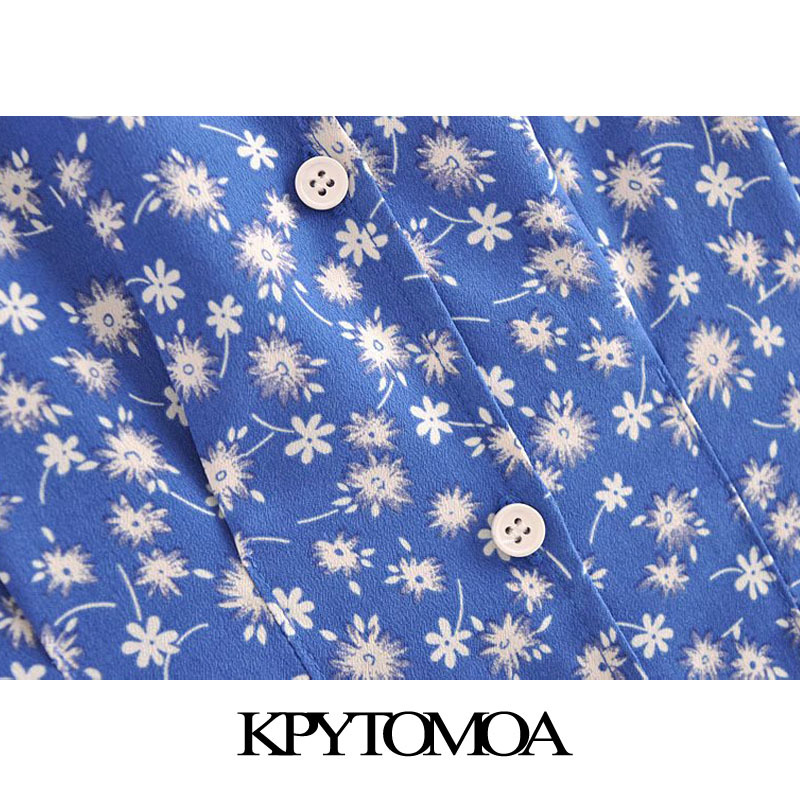 Women Chic Fashion Floral Print Button-up Midi Dress Short Sleeve Side Pockets Female Dresses Vestidos 210420